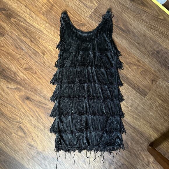 Charades VTG Black Fringe Flapper Dress S Halloween Costume Cosplay 20s Gatsby - Picture 3 of 10